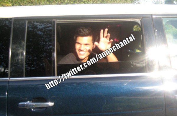 Taylor Lautner leaving set for the day.